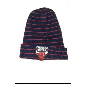 Vintage 90s Chicago Bulls NBA Basketball Black Red Beanie Hat Made in USA